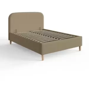 Florence Boucle Ottoman Storage Bed 135cm Natural Mushroom - GFW
