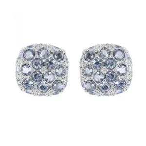 Ladies Adore Silver Plated Pave Cushion Earrings