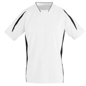 SOLS Childrens/Kids Maracana 2 Short Sleeve Football T-Shirt (10 Years) (White/Black)