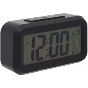 Black LCD Digital Clock Small Desk Clock / Alarm Clock Battery Powered Lightweight Temperature Sensor Contemporary w14 x d5 x h8cm - Premier