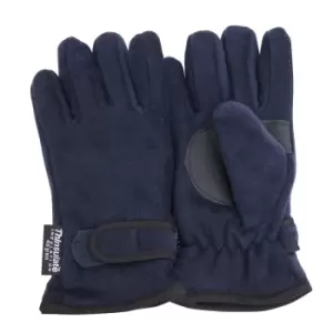 FLOSO Childrens/Kids Thermal Thinsulate Fleece Gloves With Palm Grip (3M 40g) (10/11 Yrs) (Navy)