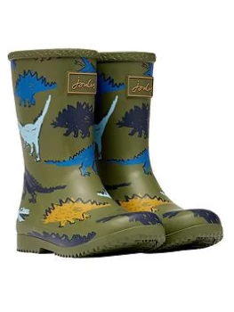 Joules Boys Dino Roll Up Wellies - Green, Size 10 Younger