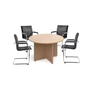 Bundle deal 4 x Essen visitors chairs with RT12 meeting table - white