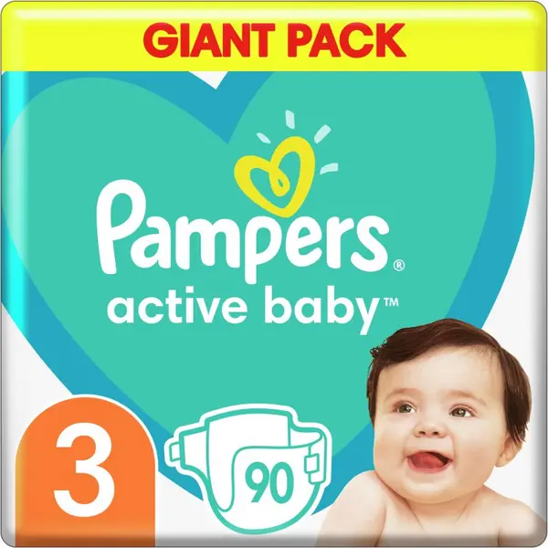 Pampers Active Baby Size 3 90 Nappies