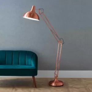 Brushed Copper Metal Task Floor Lamp