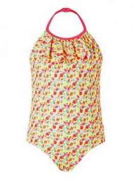 Accessorize Girls Geo Metallic Print Swimsuit - Multi, Size Age: 7-8 Years, Women
