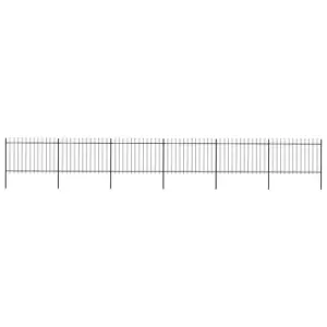 Vidaxl Garden Fence With Spear Top Steel 10.2X1.2 M Black