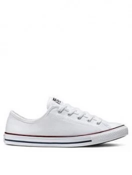 Converse Chuck Taylor All Star Dainty Canvas Ox Plimsolls - White/Red/Blue, Size 5, Women