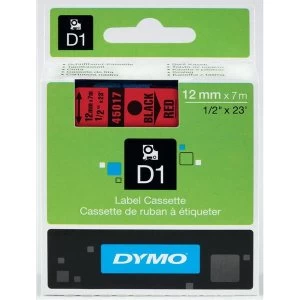 Dymo 4500 Black on Red Label Tape 12mm x 7m