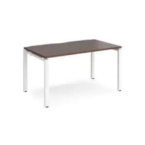 Bench Desk Single Person Starter Rectangular Desk 1400mm Walnut Tops With White Frames 800mm Depth Adapt