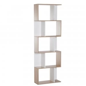 HOMCOM 5-tier S Shape Bookcase, Particle Board-White