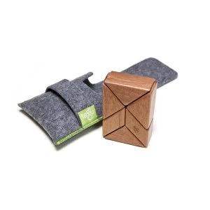 6 Piece Tegu Pocket Pouch Prism Magnetic Wooden Block Set Mahogany