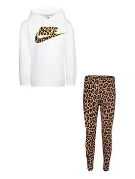 Boys, Nike Fleece Pullover & Legging Set - White, Brown, Size 3-4 Years