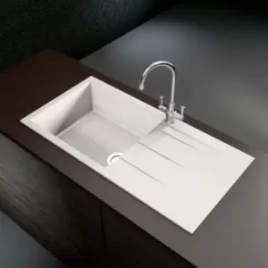 Single Bowl Inset White Granite Composite Kitchen Sink - Enza Madison