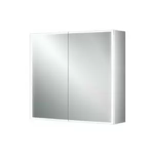 HiB Qubic 60 Aluminium LED Double Door Bathroom Cabinet 700mm H x 600mm W x 130mm D