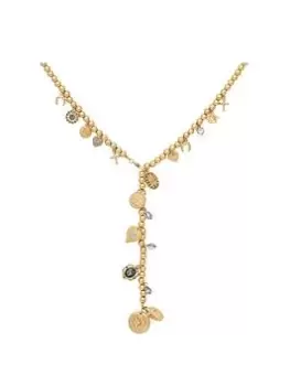 Bibi Bijoux Gold Lucky Charm Long Lariat Necklace