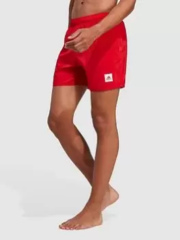 adidas Sportswear Short Length Solid Swim Shorts, Red, Size XL, Men