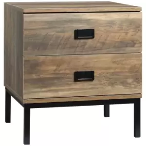 HOMCOM Retro Bedside Table Metal Frame Bedroom Side Table With 2 Drawers Coffee