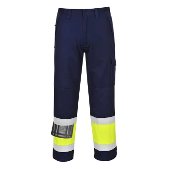 Modaflame Mens Flame Resistant Hi Vis Trousers Yellow / Navy Large 32"