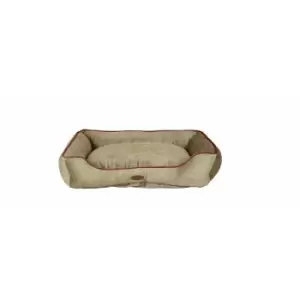 Charles Bentley Small Pet Bed Taupe with Pink Trim - Brown