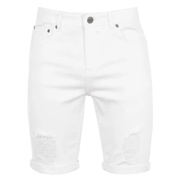 Fabric Denim Shorts Mens - White