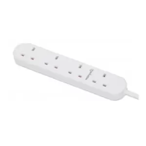 Manhattan Power Distribution Unit UK x4 gang/output 2m cable 13A White Extension Lead PDU Power Strip Three Year Warranty