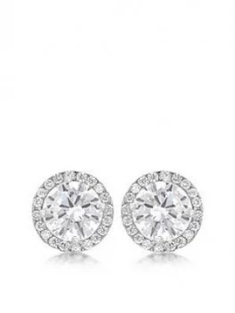 Love Gold 9Ct White Gold Round Cubic Zirconia And Pave Set 9Mm Stud Earrings