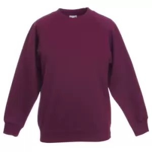 Fruit Of The Loom Childrens Unisex Raglan Sleeve Sweatshirt (Pack of 2) (7-8) (Burgundy)