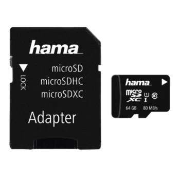 Hama microSDXC 64GB Class 10 UHS-I 80MB/s + Adapter/Mobile