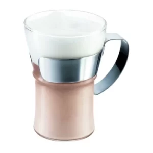 Bodum ASSAM 2pcs Coffee Glass with Steel Handle, Large, 0.35L, 12oz