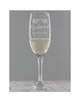 Personalised Wedding Botanical Flute Glass, One Colour, Size Bride, Women