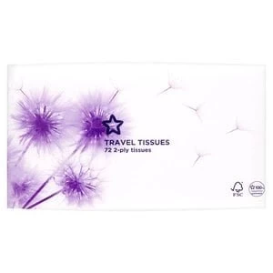 Superdrug Travel Tissues 2 Ply 72 Sheets