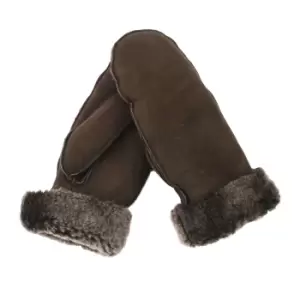 Eastern Counties Leather Womens/Ladies Full Hand Sheepskin Mittens (One size) (Brown Tipped)