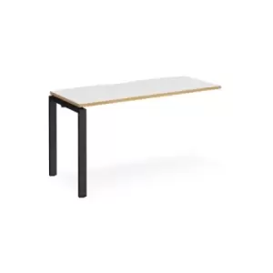 Bench Desk Add On Rectangular Desk 1400mm White/Oak Tops With Black Frames 600mm Depth Adapt