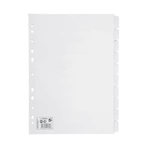 5 Star Subject Dividers Multipunched Manilla Card 10 Part A4 White Pack 10
