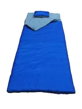 Highland Trail Brittany Extra Long And Wide Luxury Sleeping Bag With Separate Pillow- Blue/ Grey