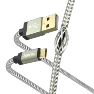 Hama Reflective Charging/Data Cable USB-A - USB-C 1.5m Green