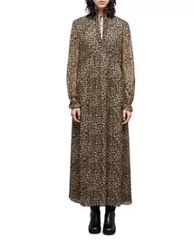 The Kooples Leopard Print Peasant Midi Dress