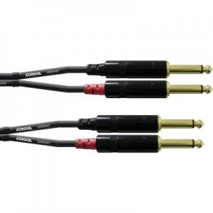 Cordial CFU 3 PP Audio/phono Adapter cable [2x Jack plug 6.35mm - 2x Jack plug 6.35 mm] 3m Black