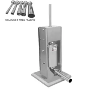 3L Sausage Stuffer Kit Filler Maker 304 Stainless Steel Heavy Duty Commercial Meat Machine Vertical Manual 2 Speeds - Silver