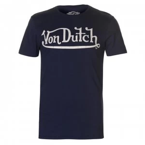 Von Dutch Logo T Shirt - Navy/White