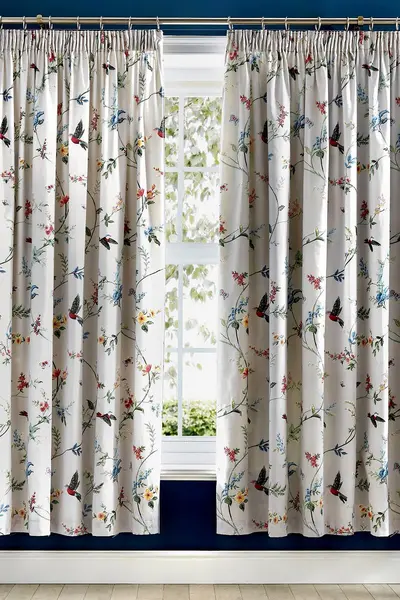 Dreams & Drapes 'Mansfield' Floral Pair of Pencil Pleat Curtains Grey