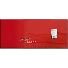 Sigel Artverum Magnetic Glass Board 1300mm x 550mm with Fixings Red
