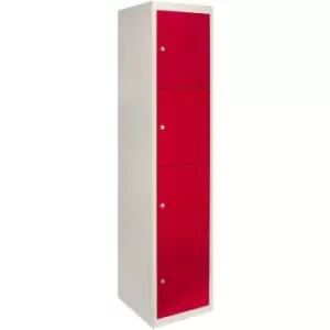 Metal Storage Lockers - Four Doors, Red - Red