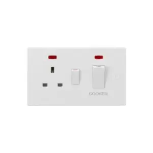 Knightsbridge - 45A dp Cooker Switch and 13A Socket with Neons (White Rocker)