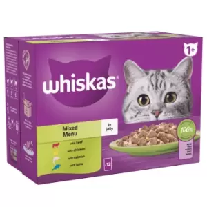 Whiskas Adult Wet Cat Food Pouches Mixed Menu Selection in Jelly 12 x 85g - wilko