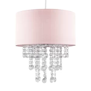Jesmond Dusty Pink Pendant Shade with Clear Droplets