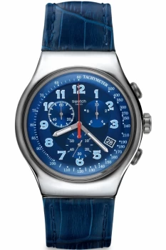 Mens Swatch Irony Chrono - Blue Turn Chronograph Watch YOS449