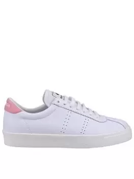 SUPERGA 2843 Club S Comfort Leather Plimsoll - White-pink-favorio, White, Size 6, Women