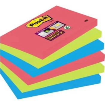Post it Super Sticky 76 x 127mm Repositionable Notes Bora Bora Colours